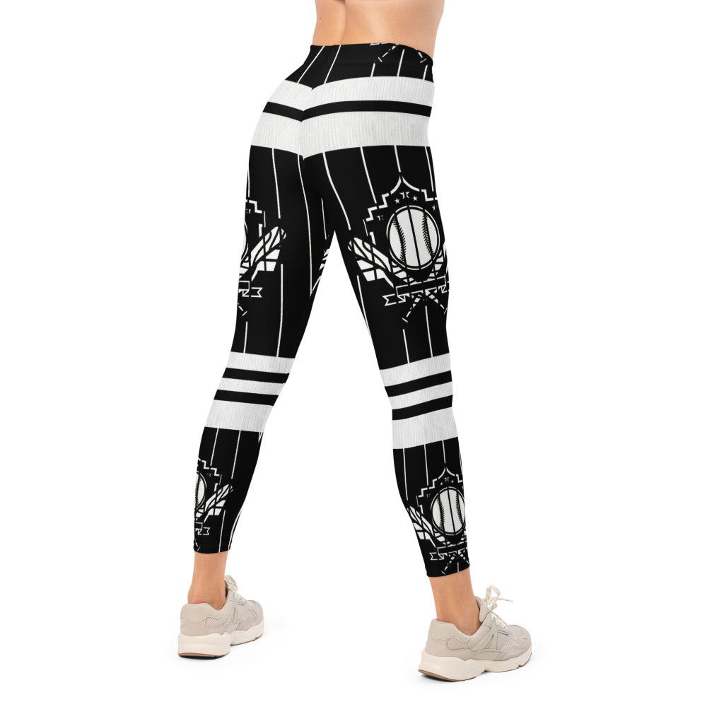 Personalisierte Damen Sportleggings Schwarz Weiß Grafik Design Nadelstreifen Fitness Leggings Yoga Hose N650