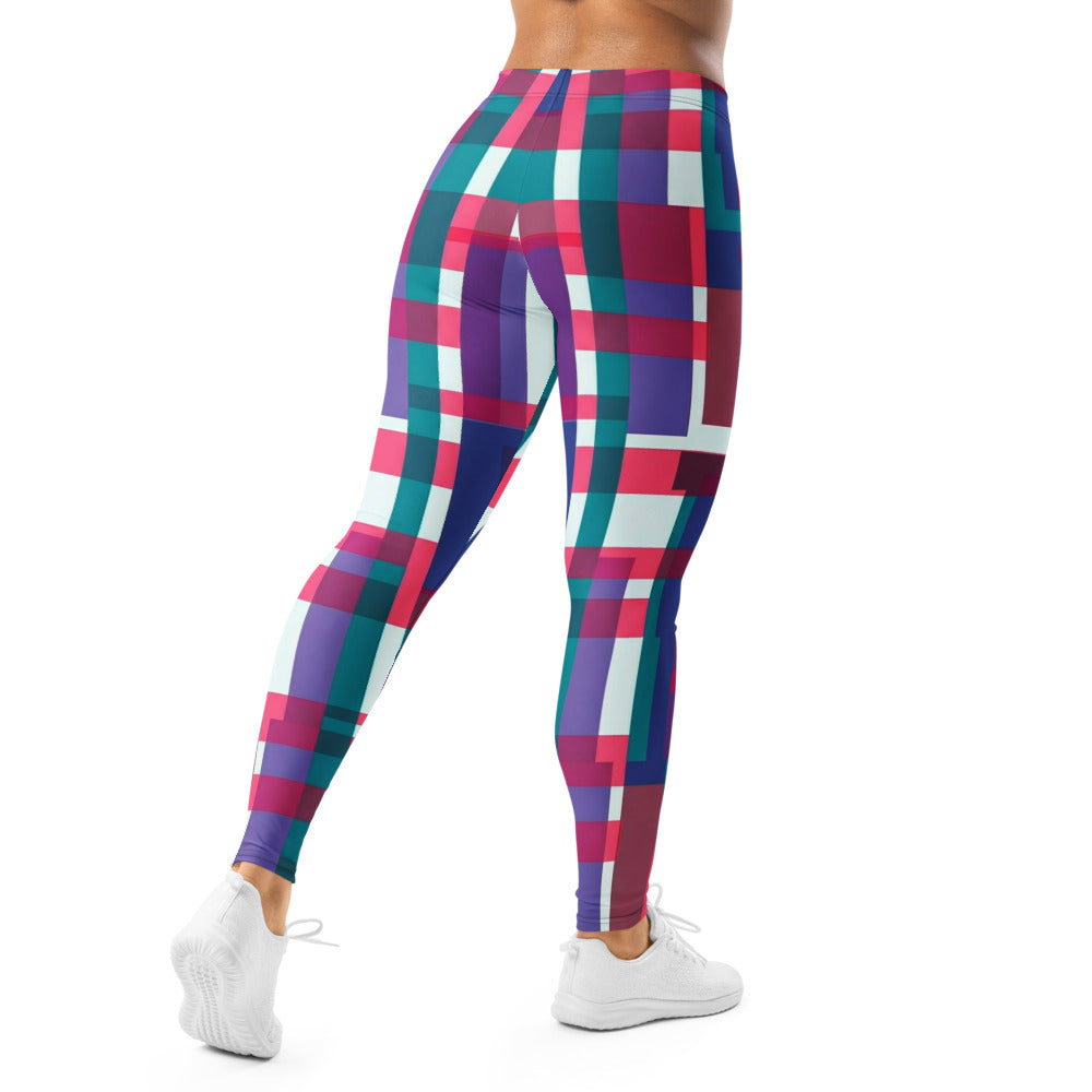 Personalisierte Damen Sportleggings Geometrisches Muster Türkis Lila Rot Fitness Leggings O359