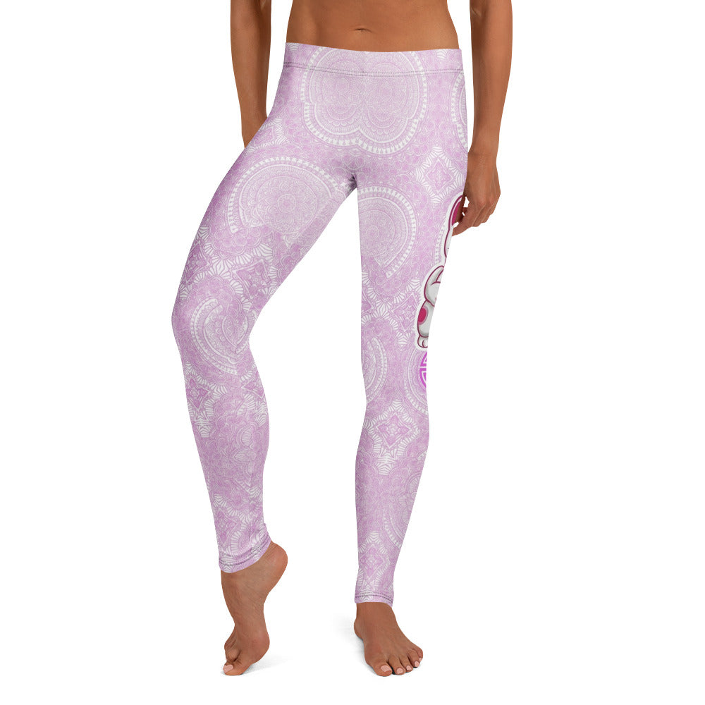 Personalisierte Damen Sportleggings Mandala Muster Hellila Weiß Yoga Fitness Leggings Print L868