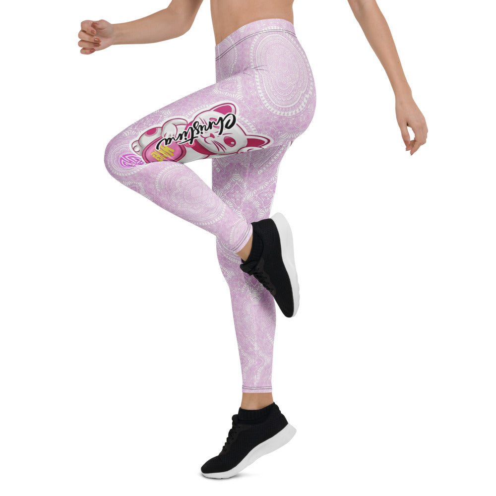 Personalisierte Damen Sportleggings Mandala Muster Hellila Weiß Yoga Fitness Leggings Print L868