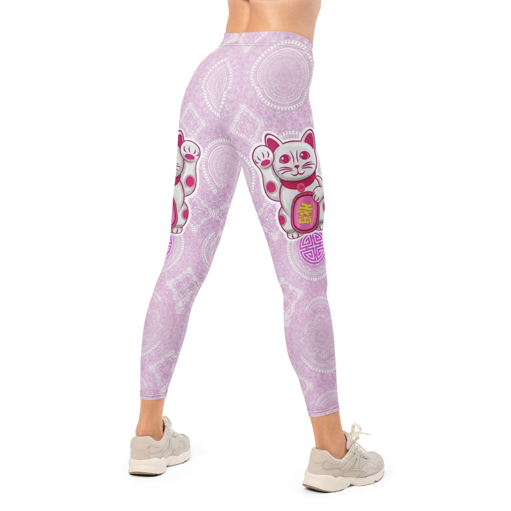 Personalisierte Damen Sportleggings Mandala Muster Hellila Weiß Yoga Fitness Leggings Print L868