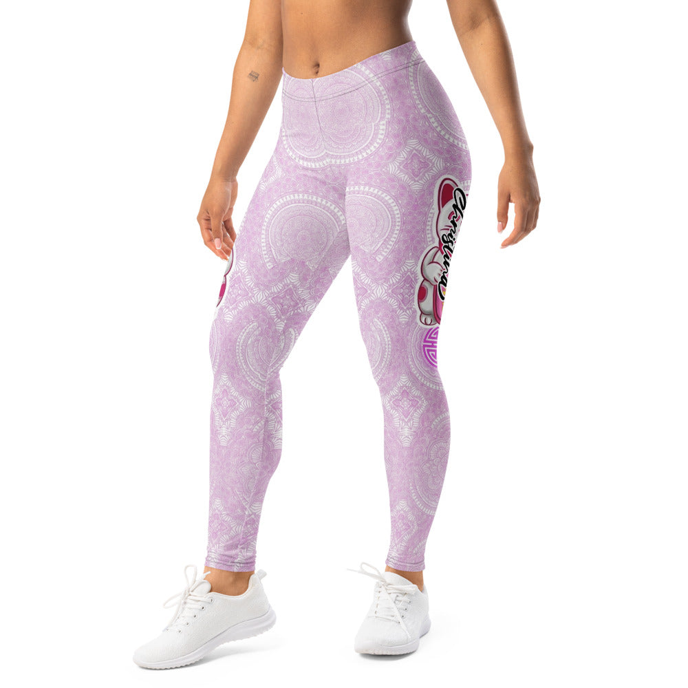 Personalisierte Damen Sportleggings Mandala Muster Hellila Weiß Yoga Fitness Leggings Print L868