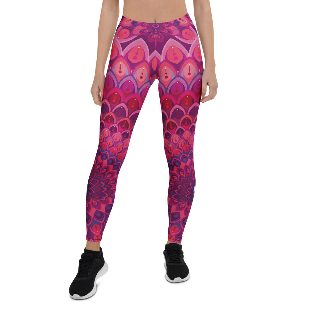 Personalisierte Damen Sportleggings Mandala Muster Pink Lila Yoga Leggings Fitnesshose M330