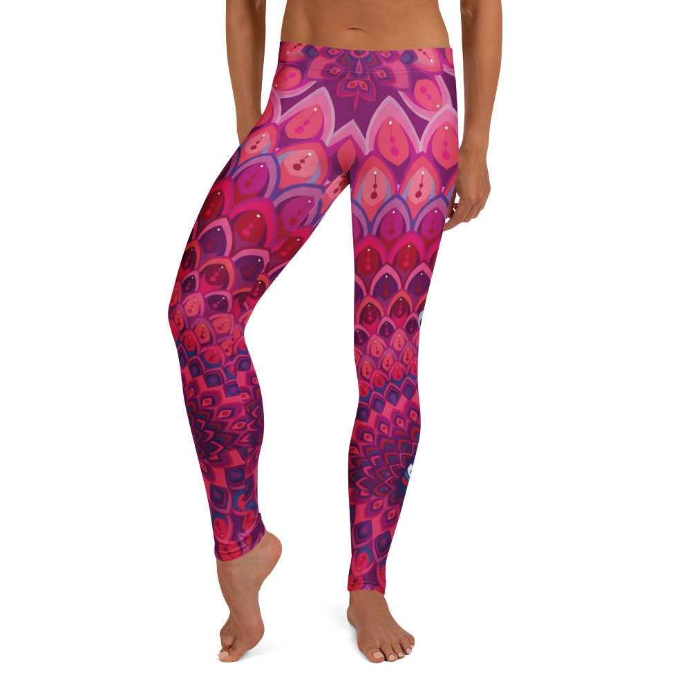 Personalisierte Damen Sportleggings Mandala Muster Pink Lila Yoga Leggings Fitnesshose M330