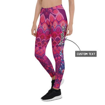Personalisierte Damen Sportleggings Mandala Muster Pink Lila Yoga Leggings Fitnesshose M330 - XL