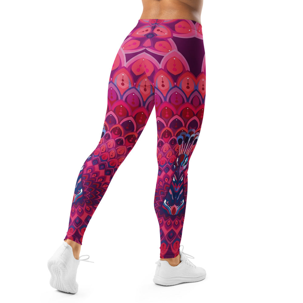 Personalisierte Damen Sportleggings Mandala Muster Pink Lila Yoga Leggings Fitnesshose M330