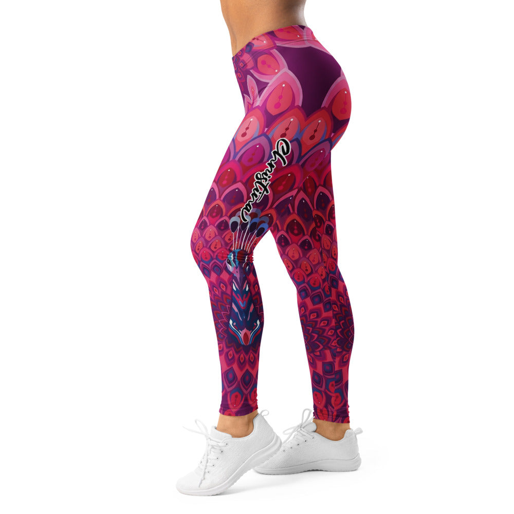 Personalisierte Damen Sportleggings Mandala Muster Pink Lila Yoga Leggings Fitnesshose M330
