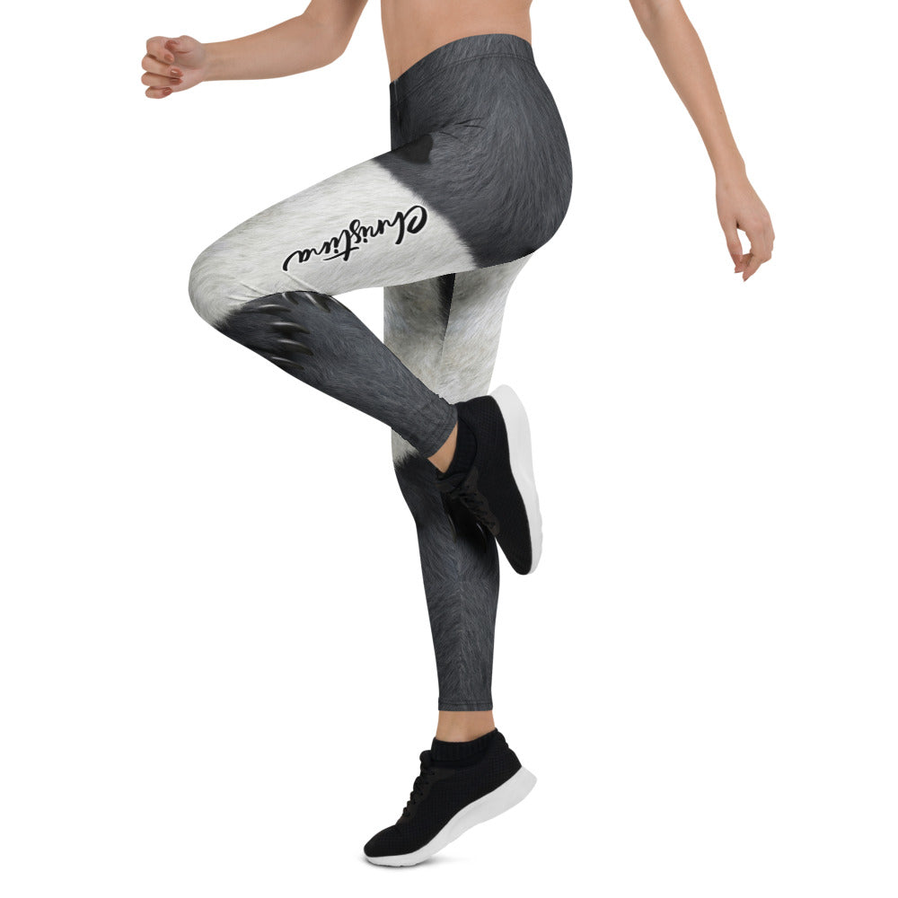Personalisierte Damen Sportleggings Tierdesign Felloptik Schwarz Weiß Fitness Leggings 3D Print Yoga Hose D155