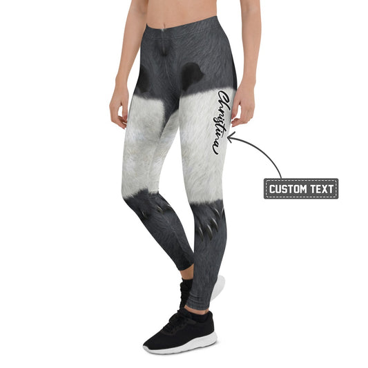 Personalisierte Damen Sportleggings Tierdesign Felloptik Schwarz Weiß Fitness Leggings 3D Print Yoga Hose D155 - XL