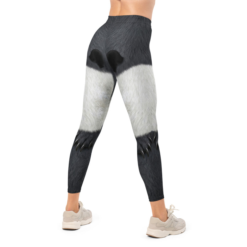 Personalisierte Damen Sportleggings Tierdesign Felloptik Schwarz Weiß Fitness Leggings 3D Print Yoga Hose D155