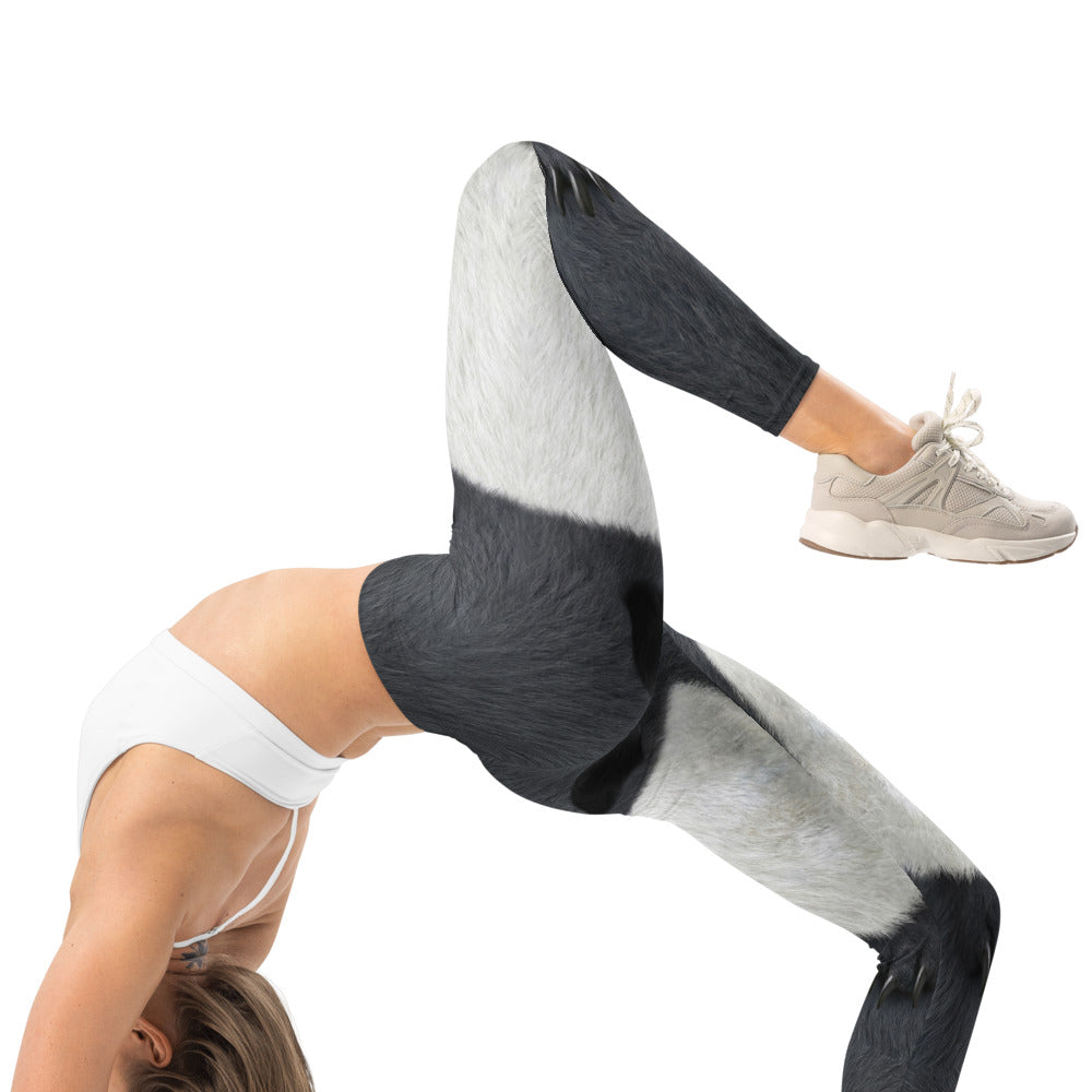 Personalisierte Damen Sportleggings Tierdesign Felloptik Schwarz Weiß Fitness Leggings 3D Print Yoga Hose D155