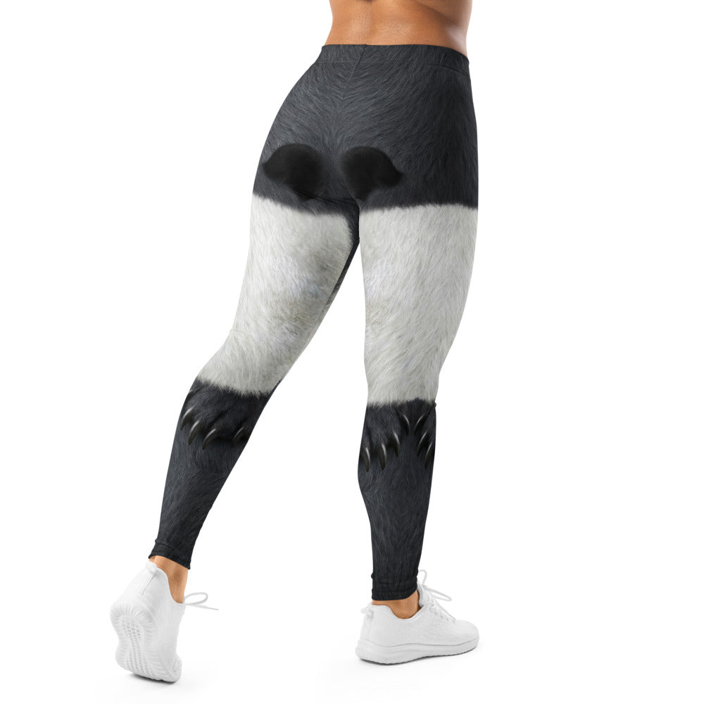 Personalisierte Damen Sportleggings Tierdesign Felloptik Schwarz Weiß Fitness Leggings 3D Print Yoga Hose D155