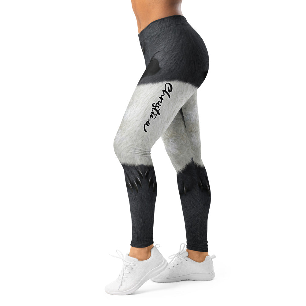 Personalisierte Damen Sportleggings Tierdesign Felloptik Schwarz Weiß Fitness Leggings 3D Print Yoga Hose D155