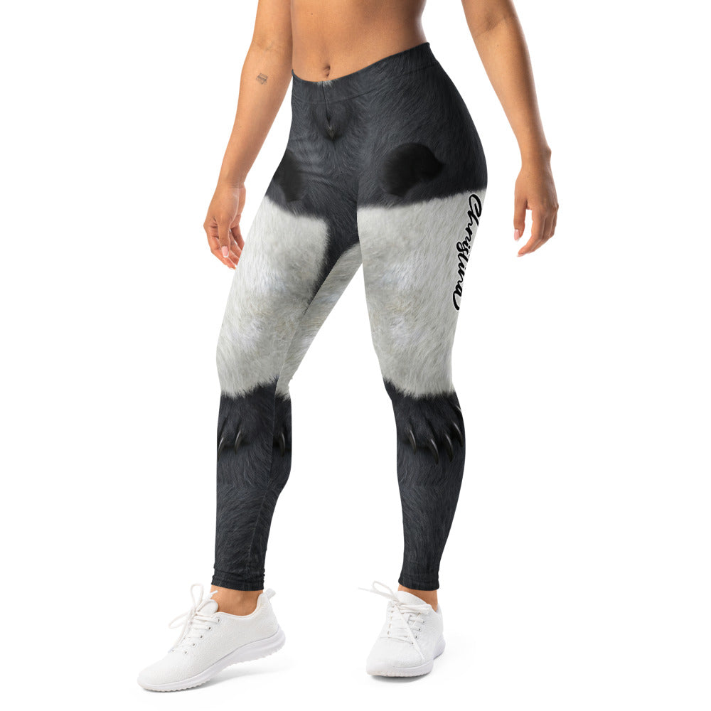 Personalisierte Damen Sportleggings Tierdesign Felloptik Schwarz Weiß Fitness Leggings 3D Print Yoga Hose D155