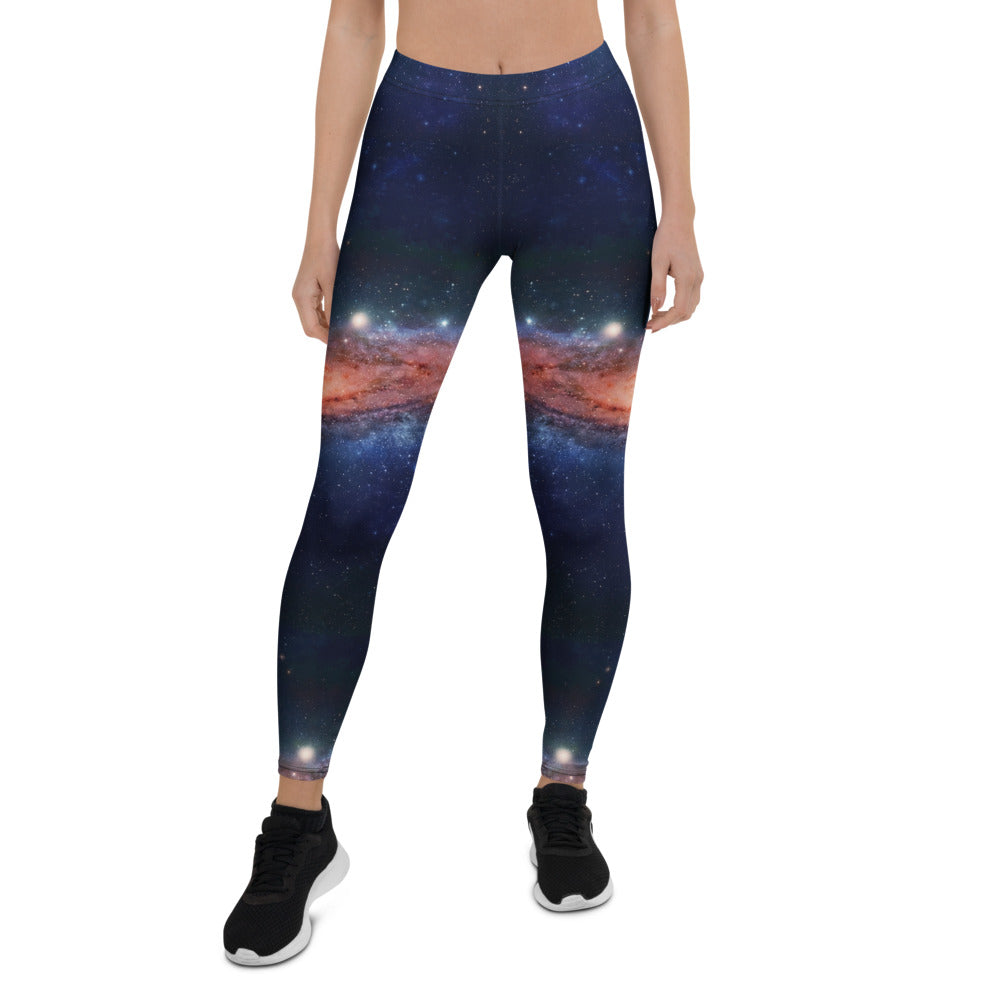 Personalisierte Damen Sportleggings Galaxy Weltraum Print Blau Schwarz Fitnesshose Yoga Leggings F322