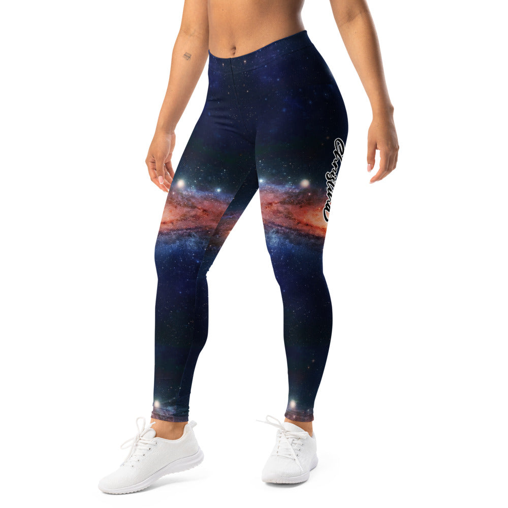 Personalisierte Damen Sportleggings Galaxy Weltraum Print Blau Schwarz Fitnesshose Yoga Leggings F322