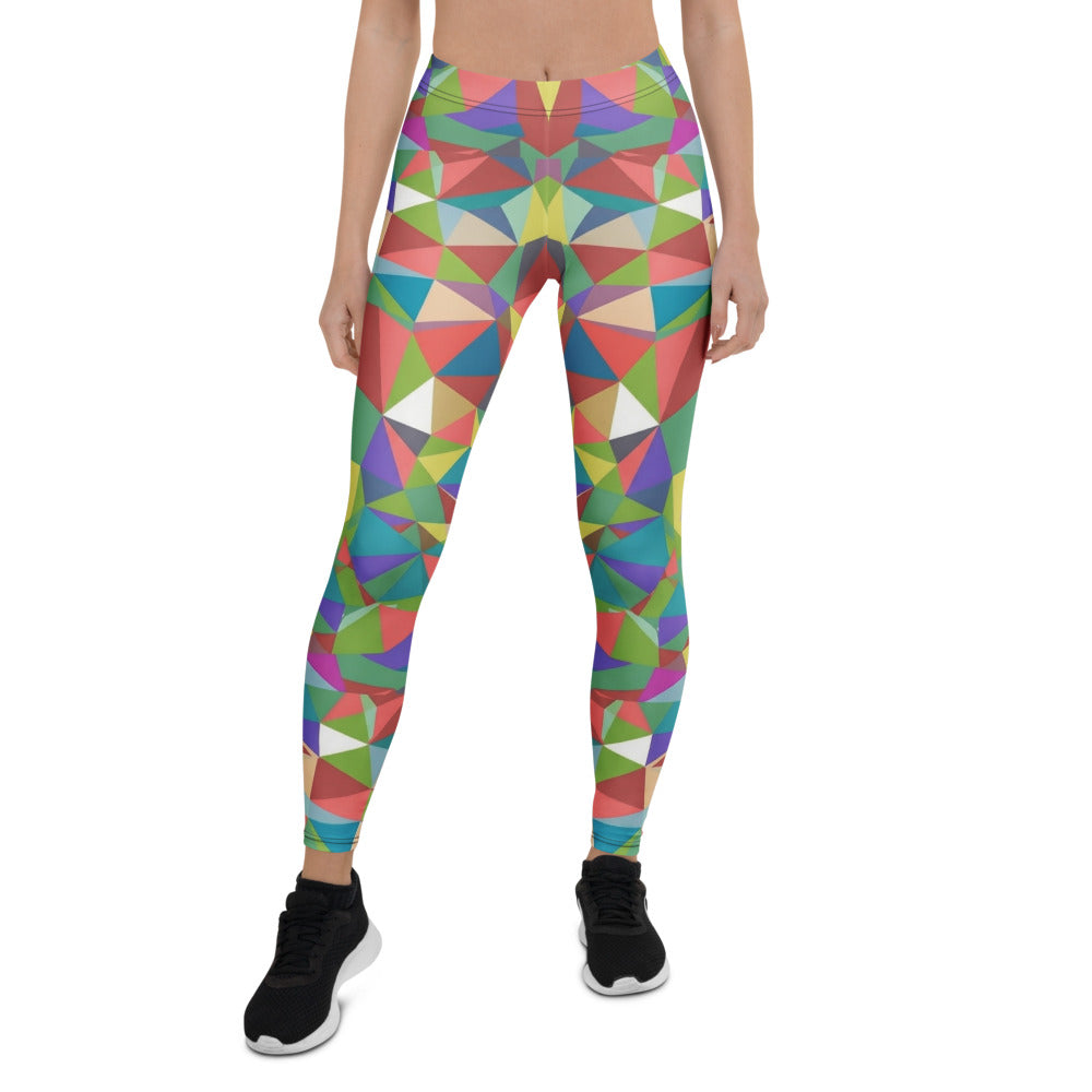 Personalisierte Damen Sportleggings Geometrisches Muster Bunt Abstrakt Fitness Yoga Leggings P752