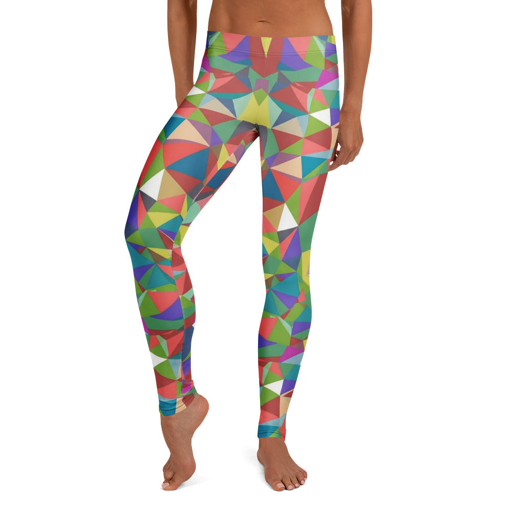Personalisierte Damen Sportleggings Geometrisches Muster Bunt Abstrakt Fitness Yoga Leggings P752