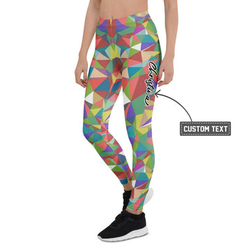 Personalisierte Damen Sportleggings Geometrisches Muster Bunt Abstrakt Fitness Yoga Leggings P752 - XL