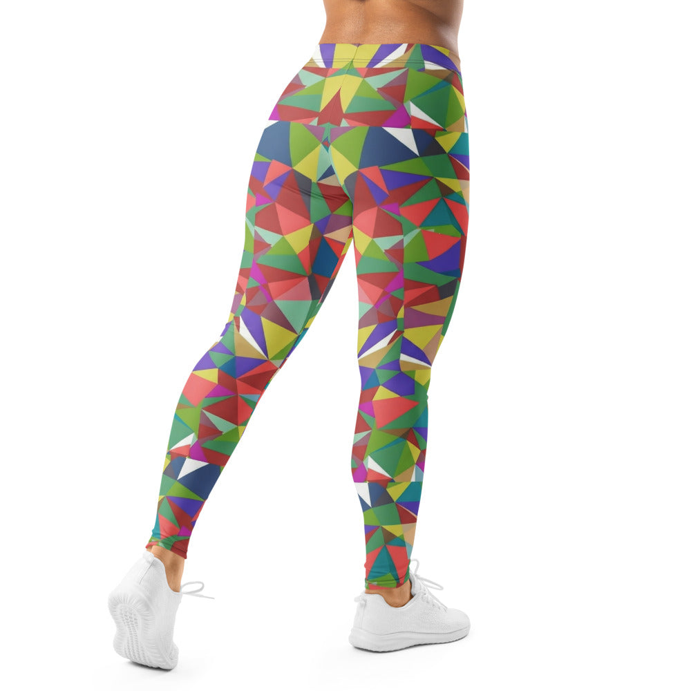 Personalisierte Damen Sportleggings Geometrisches Muster Bunt Abstrakt Fitness Yoga Leggings P752