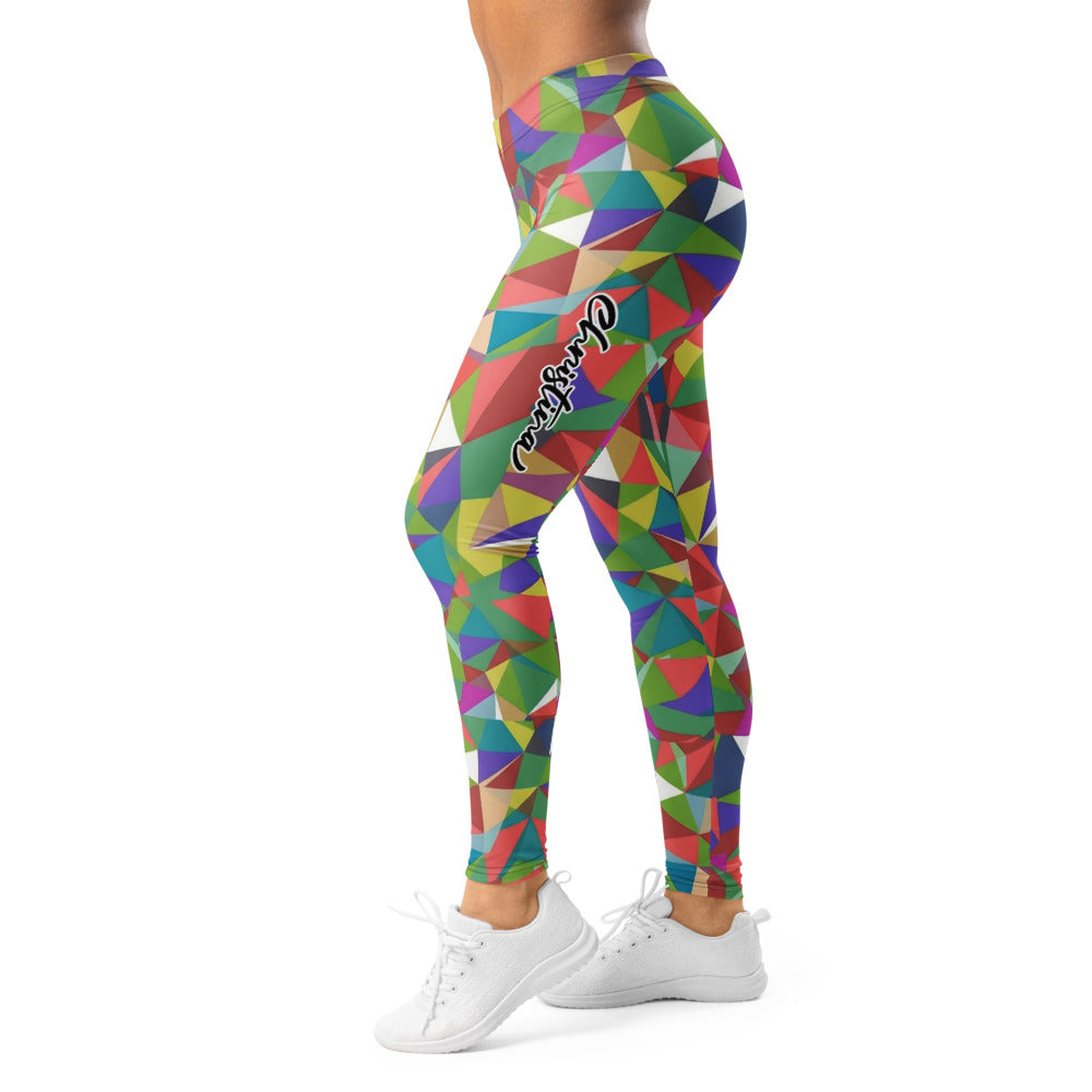 Personalisierte Damen Sportleggings Geometrisches Muster Bunt Abstrakt Fitness Yoga Leggings P752