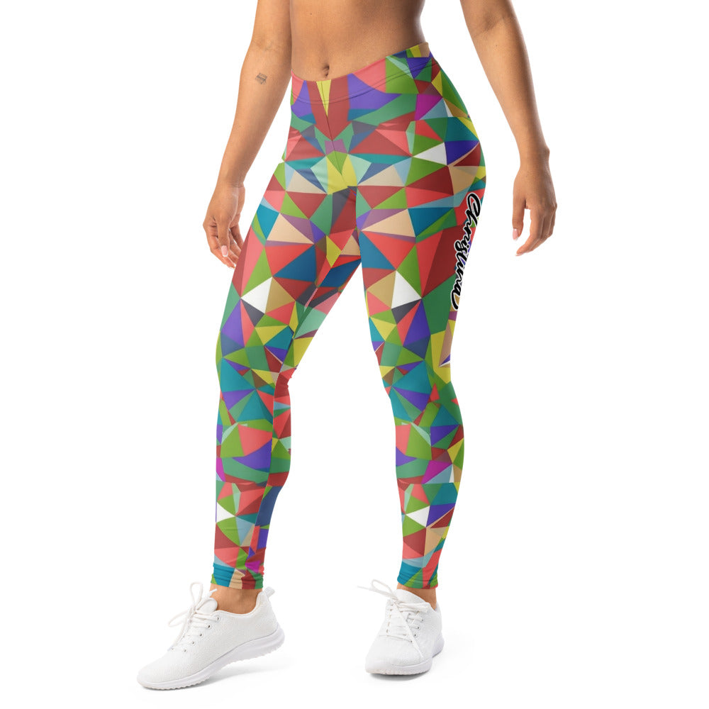 Personalisierte Damen Sportleggings Geometrisches Muster Bunt Abstrakt Fitness Yoga Leggings P752