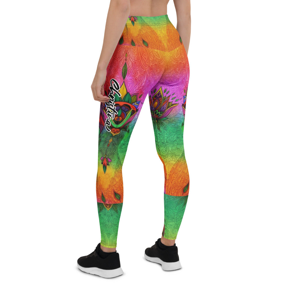 Personalisierte Damen Sportleggings Pfau Motiv Bunt Mandala Yoga Leggings Fitnesshose S249