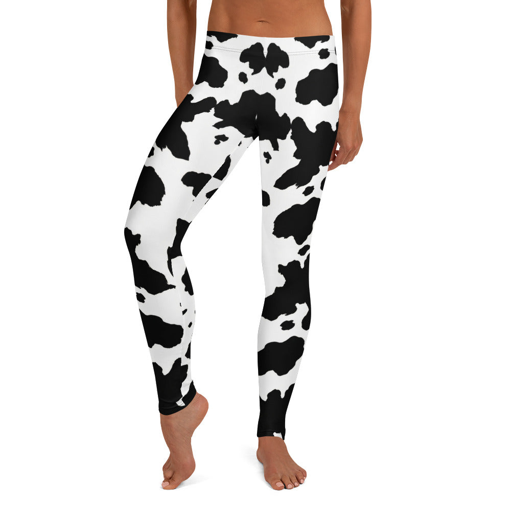 Personalisierte Damen Sportleggings Kuhmuster Schwarz Weiß Fitness Leggings Yoga Hose Z492