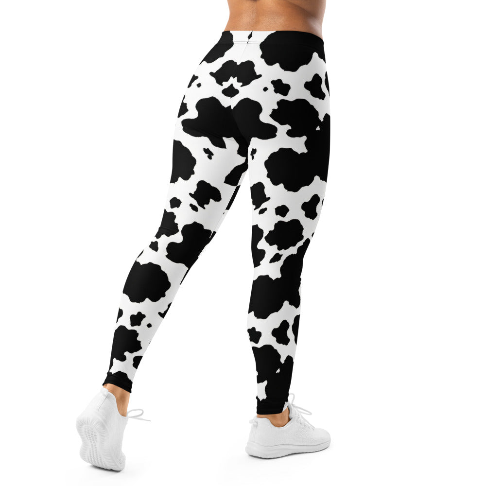 Personalisierte Damen Sportleggings Kuhmuster Schwarz Weiß Fitness Leggings Yoga Hose Z492