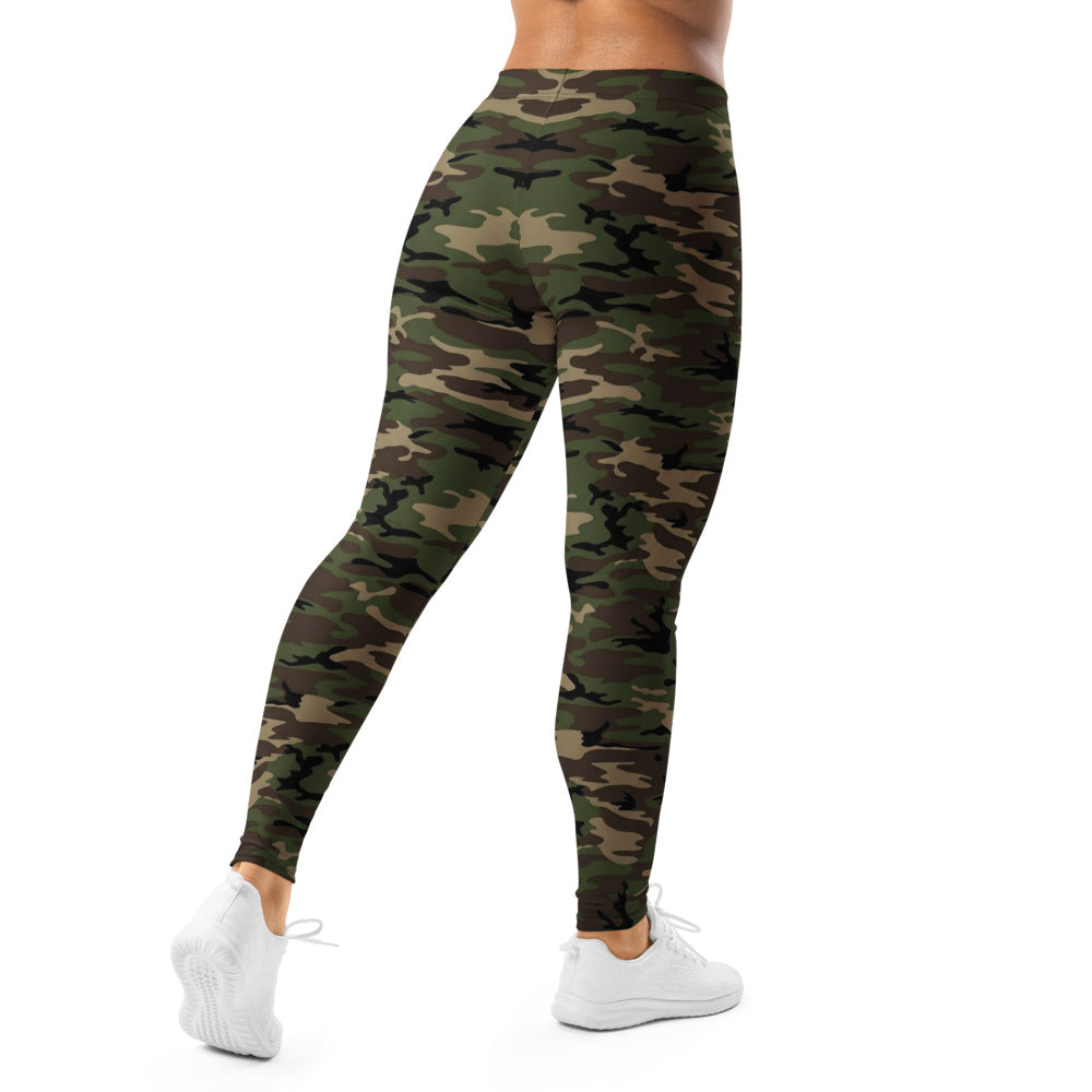Personalisierte Damen Sportleggings Camouflage Tarnmuster Olivgrün Schwarz Fitness Leggings F139