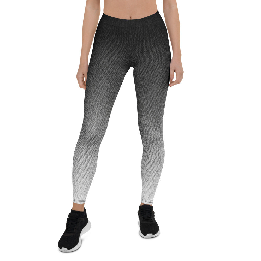 Personalisierte Damen Sportleggings Schwarz Grau Weiß Farbverlauf Fitness Leggings Yoga Hose Ombré Design V524