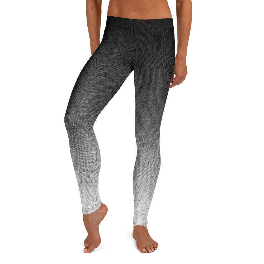 Personalisierte Damen Sportleggings Schwarz Grau Weiß Farbverlauf Fitness Leggings Yoga Hose Ombré Design V524