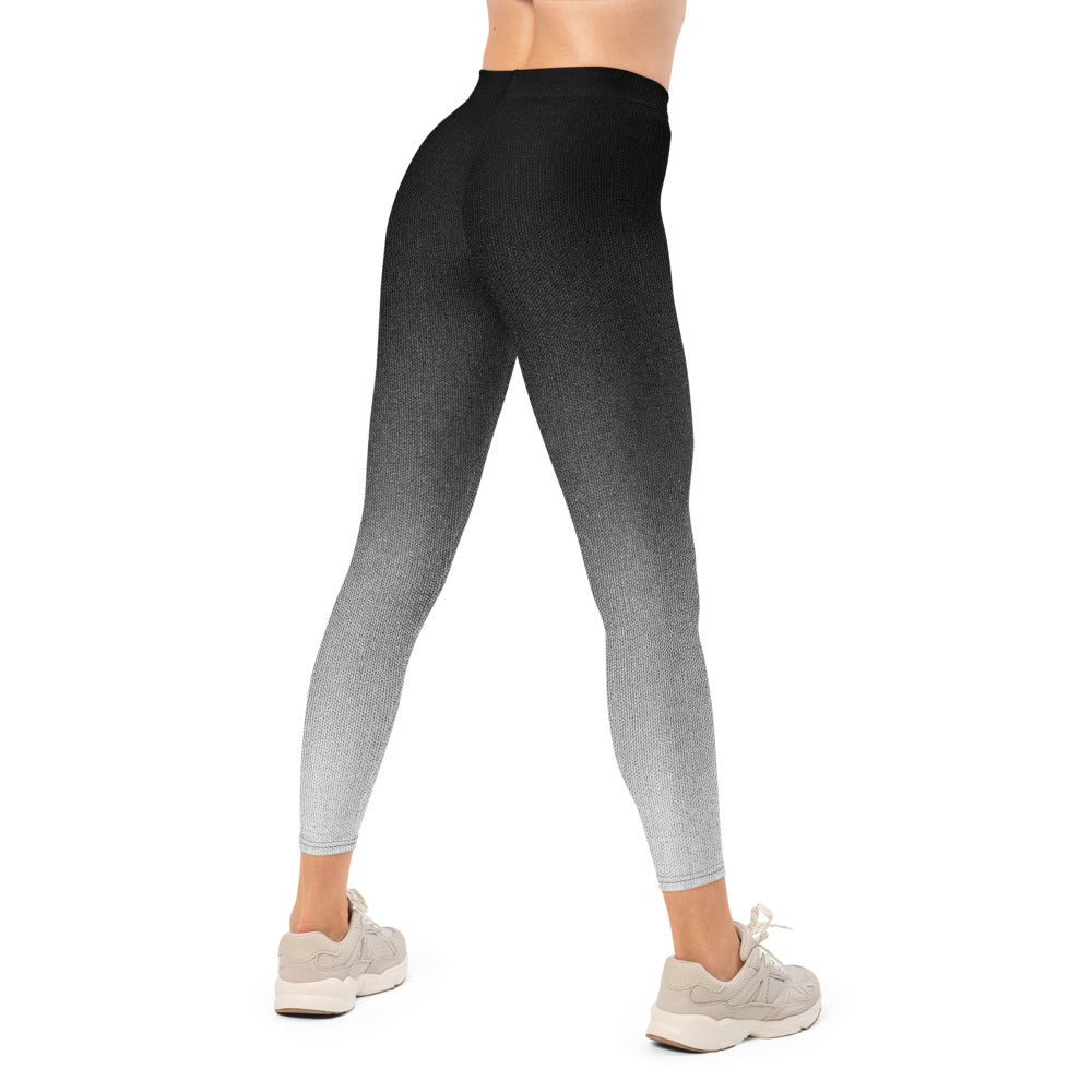 Personalisierte Damen Sportleggings Schwarz Grau Weiß Farbverlauf Fitness Leggings Yoga Hose Ombré Design V524