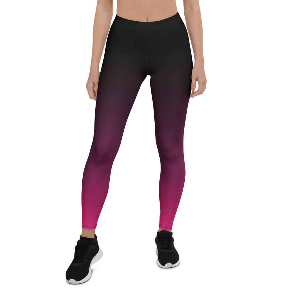 Personalisierte Sportleggings Damen Schwarz Pink Farbverlauf Yoga Leggings Fitnesshose Ombre Design B453