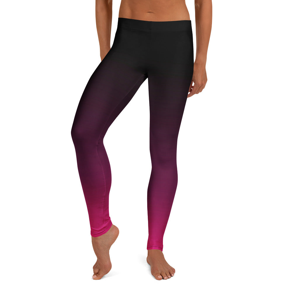 Personalisierte Sportleggings Damen Schwarz Pink Farbverlauf Yoga Leggings Fitnesshose Ombre Design B453