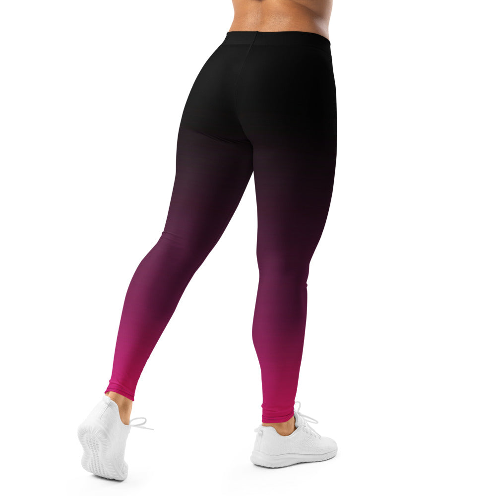 Personalisierte Sportleggings Damen Schwarz Pink Farbverlauf Yoga Leggings Fitnesshose Ombre Design B453