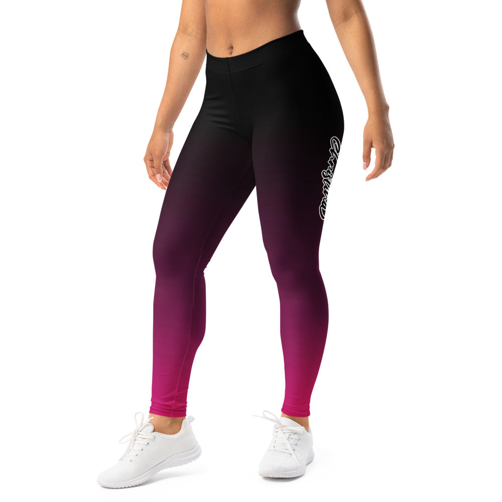 Personalisierte Sportleggings Damen Schwarz Pink Farbverlauf Yoga Leggings Fitnesshose Ombre Design B453