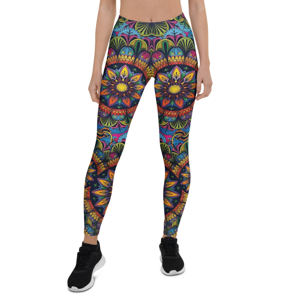 Personalisierte Damen Sportleggings Mandala Muster Bunt Fitness Yoga Leggings R261