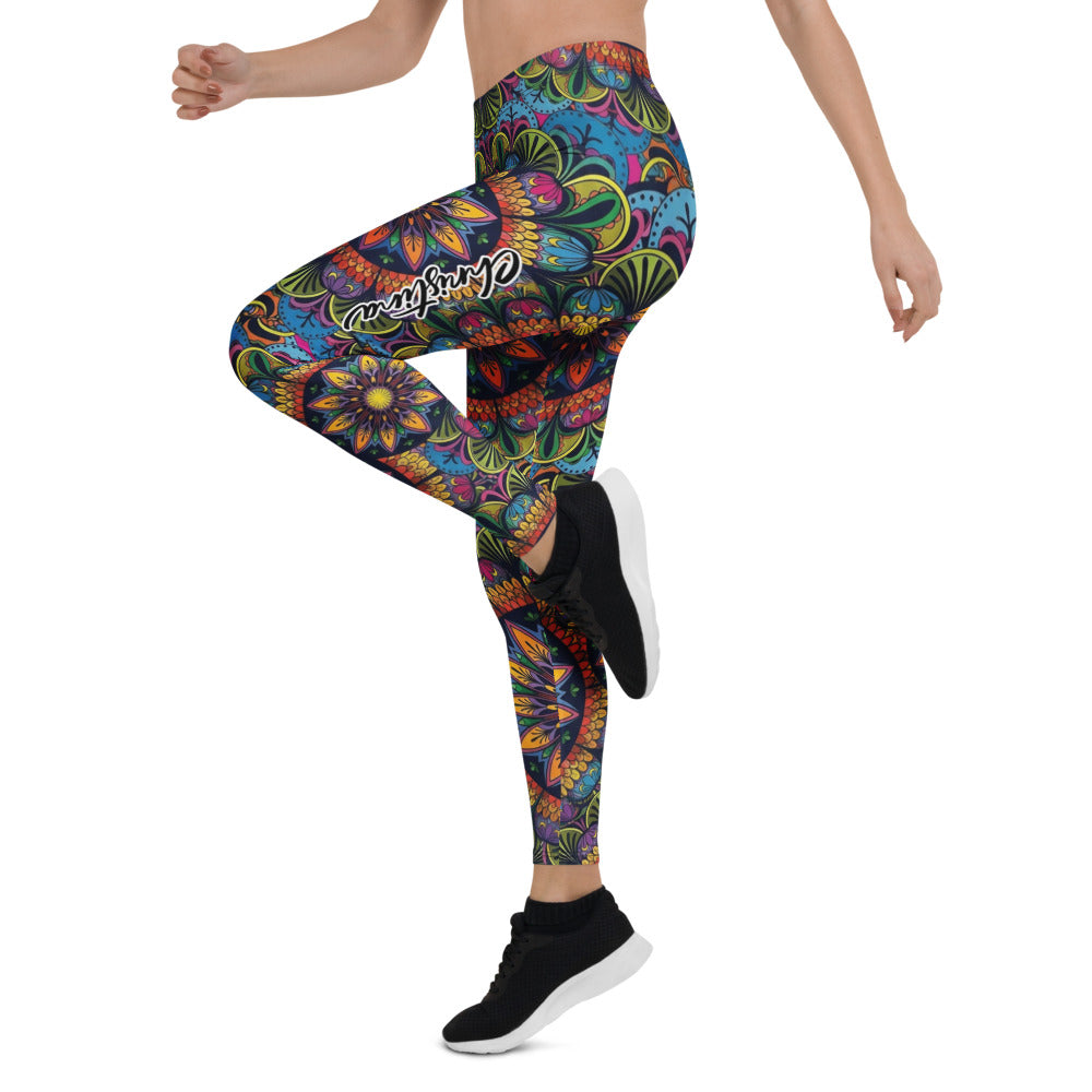 Personalisierte Damen Sportleggings Mandala Muster Bunt Fitness Yoga Leggings R261