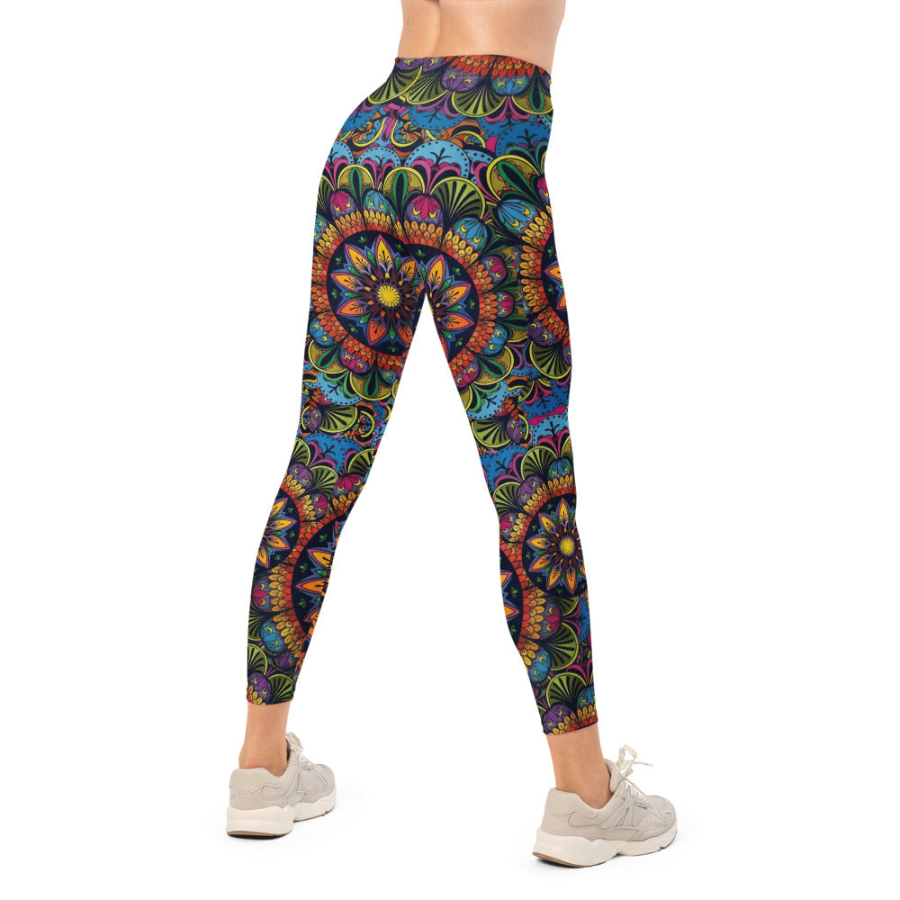 Personalisierte Damen Sportleggings Mandala Muster Bunt Fitness Yoga Leggings R261