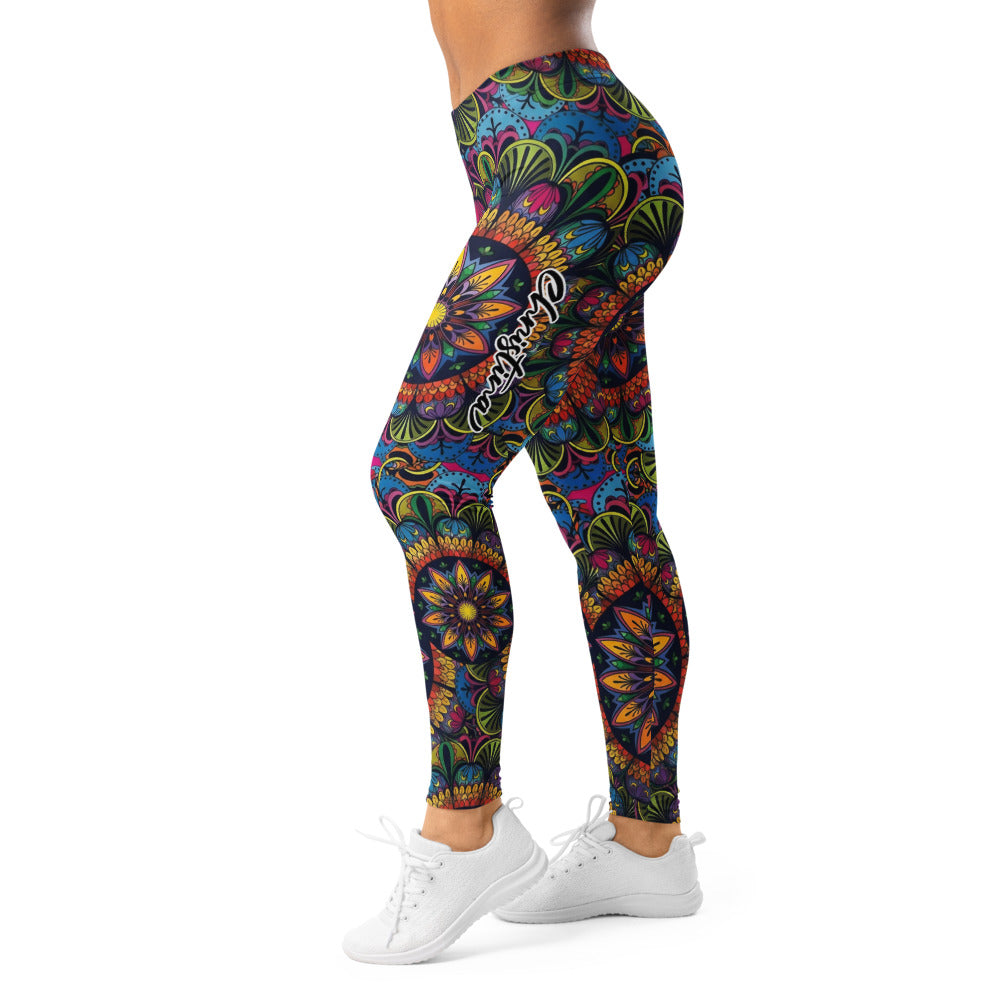 Personalisierte Damen Sportleggings Mandala Muster Bunt Fitness Yoga Leggings R261