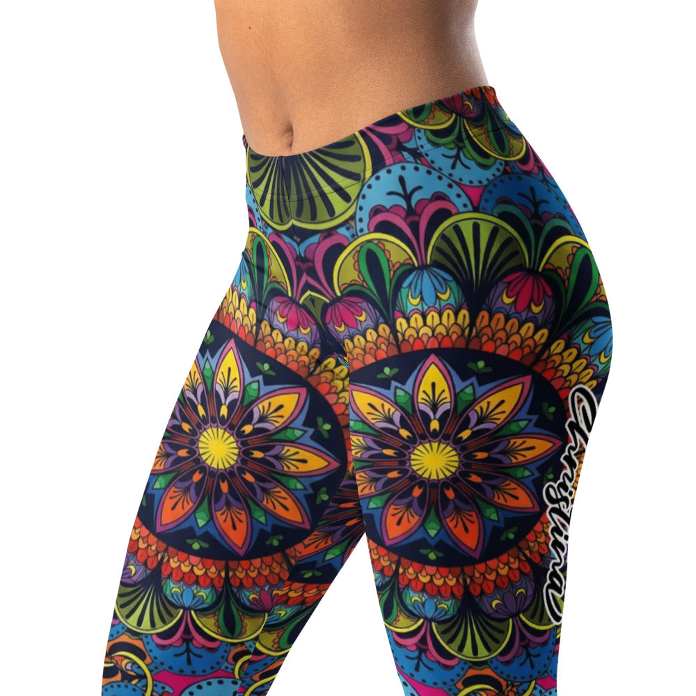 Personalisierte Damen Sportleggings Mandala Muster Bunt Fitness Yoga Leggings R261