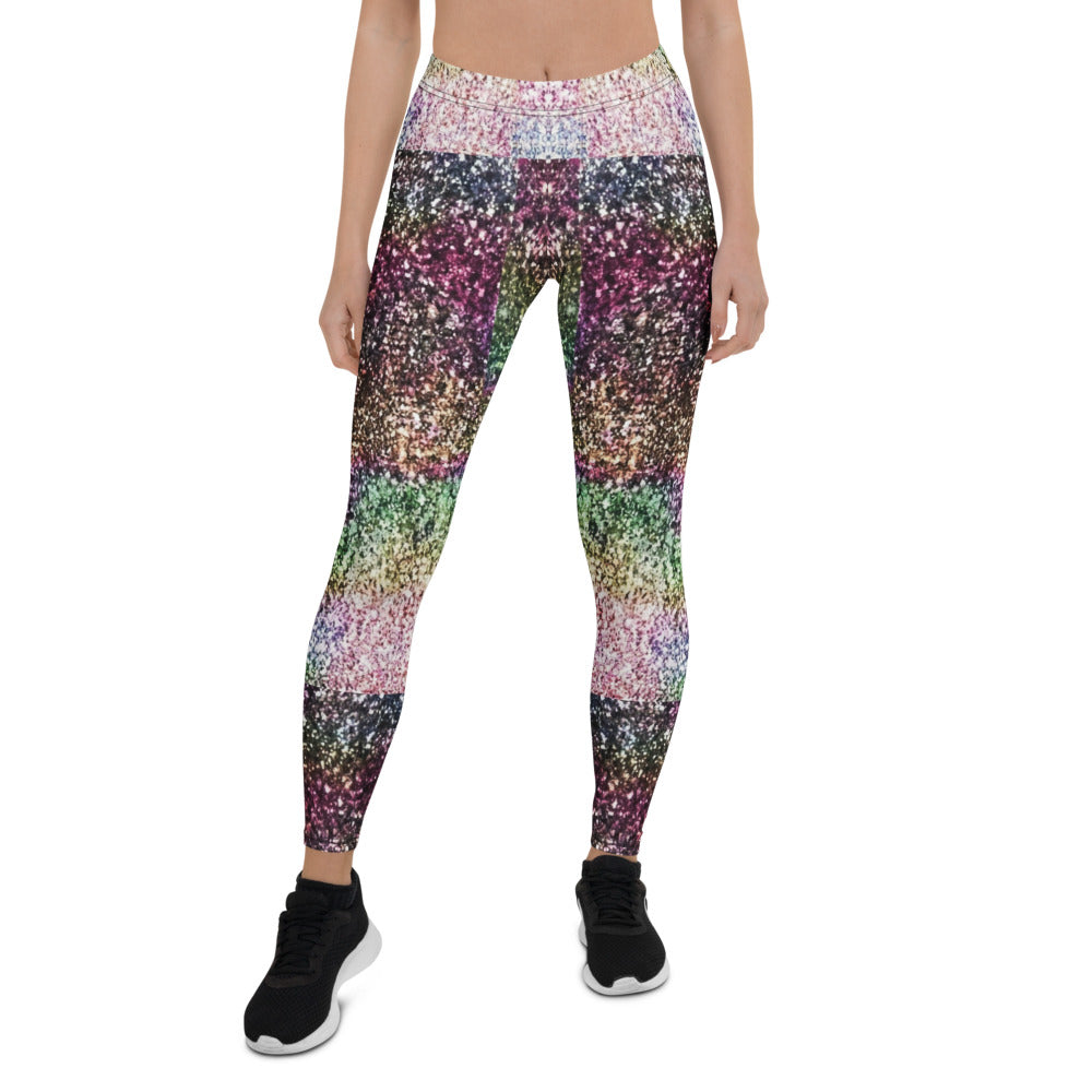 Personalisierte Damen Sportleggings Glitzer-Optik Bunt Fitness Leggings Yoga Hose Mehrfarbig X201