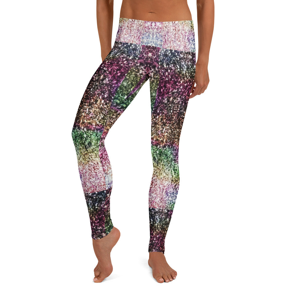 Personalisierte Damen Sportleggings Glitzer-Optik Bunt Fitness Leggings Yoga Hose Mehrfarbig X201