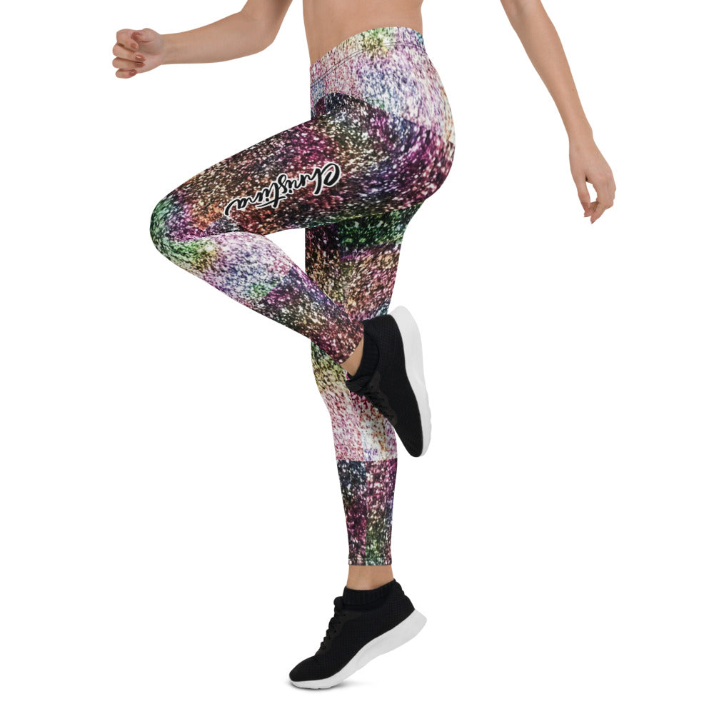 Personalisierte Damen Sportleggings Glitzer-Optik Bunt Fitness Leggings Yoga Hose Mehrfarbig X201