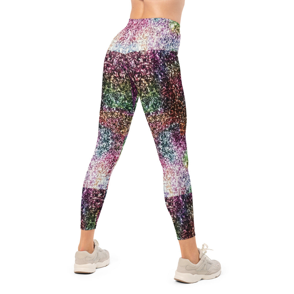 Personalisierte Damen Sportleggings Glitzer-Optik Bunt Fitness Leggings Yoga Hose Mehrfarbig X201