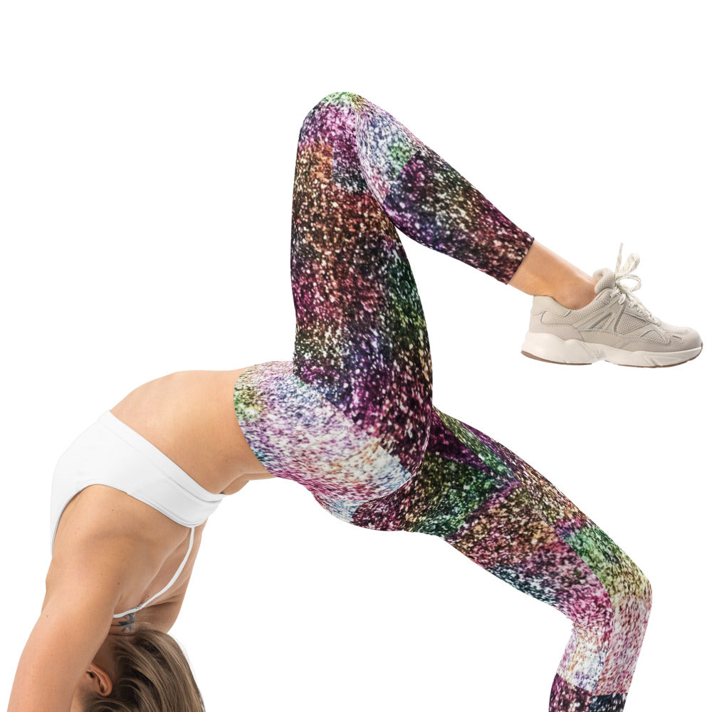 Personalisierte Damen Sportleggings Glitzer-Optik Bunt Fitness Leggings Yoga Hose Mehrfarbig X201