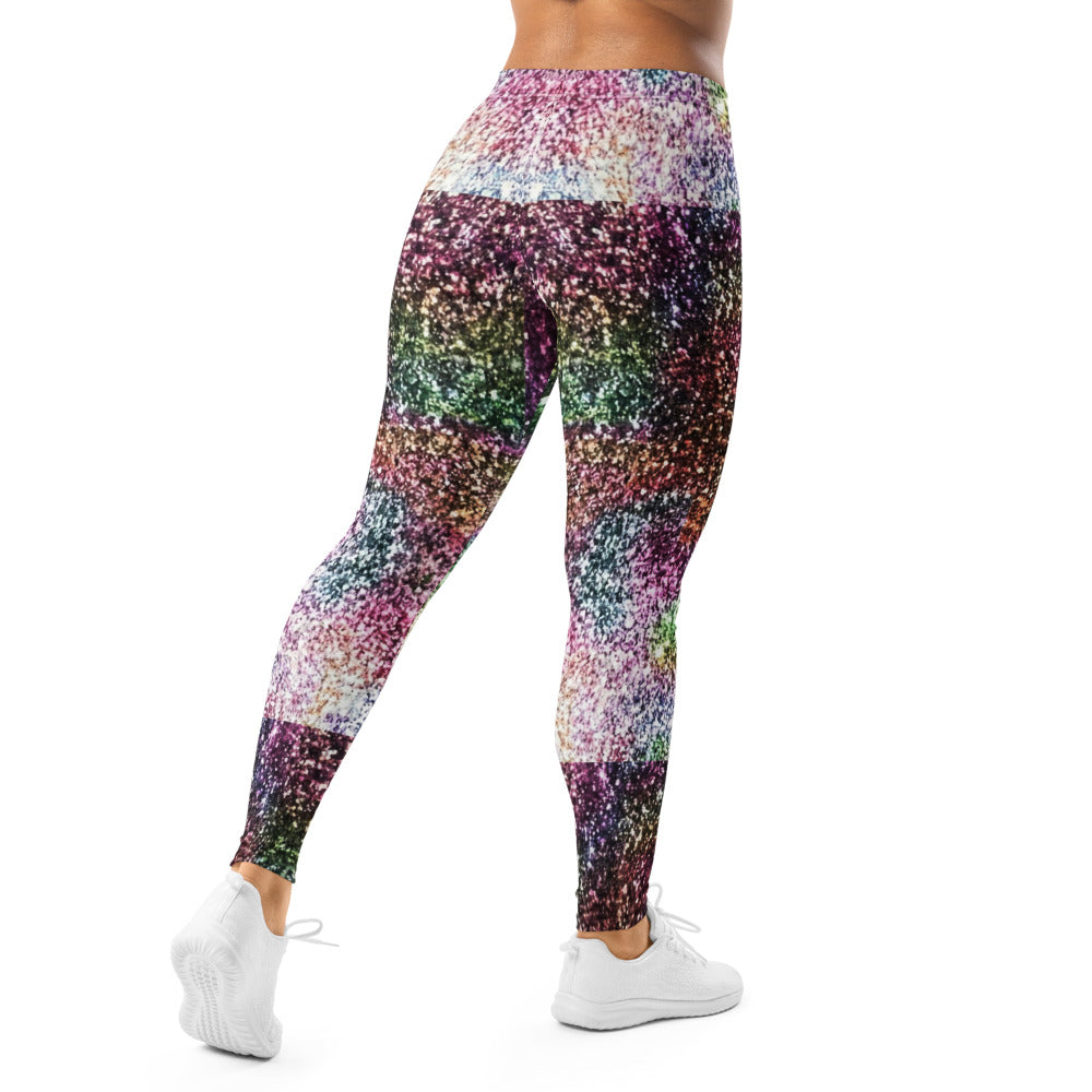 Personalisierte Damen Sportleggings Glitzer-Optik Bunt Fitness Leggings Yoga Hose Mehrfarbig X201
