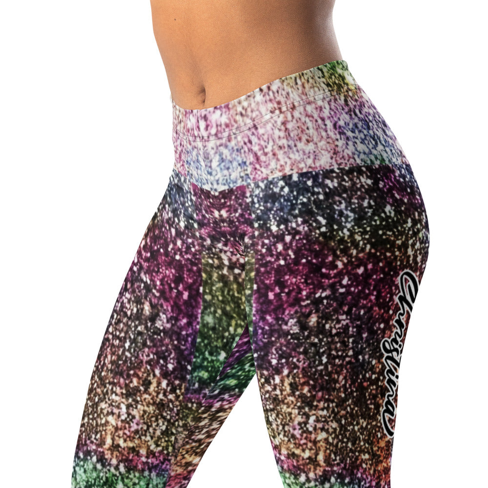 Personalisierte Damen Sportleggings Glitzer-Optik Bunt Fitness Leggings Yoga Hose Mehrfarbig X201