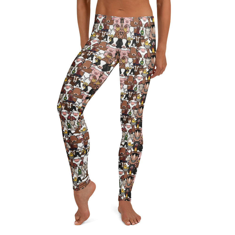 Personalisierte Damen Sportleggings Bauernhof Tiere Muster Fitness Leggings Bunt F240